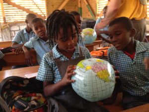 girl with globe